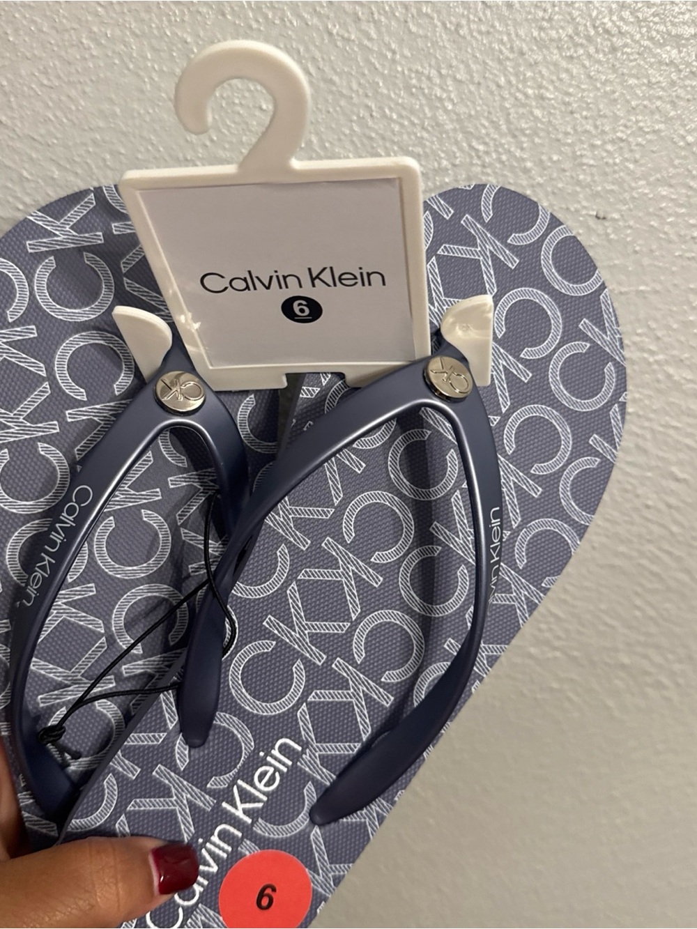 Calvin Klein Blue Logo Pattern Flip Flops